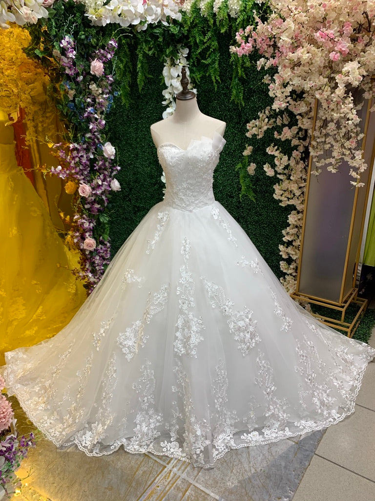 Vestido De Novia Escote De Honor Corte Princesa Blanco – Mi