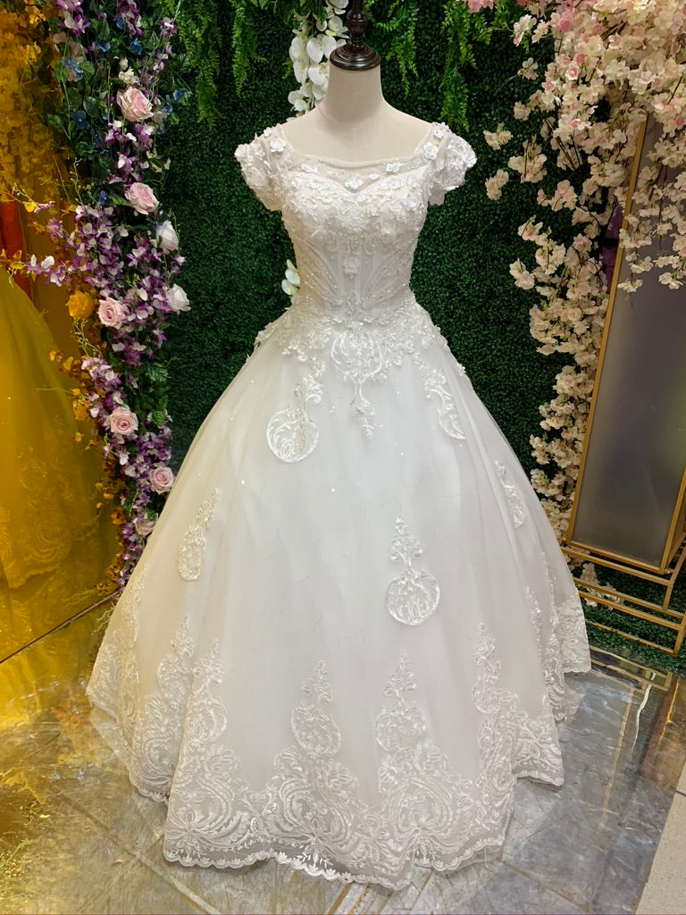 Vestido De Novia Escote Barco Ilusion Blanco Mi Boutique Panama