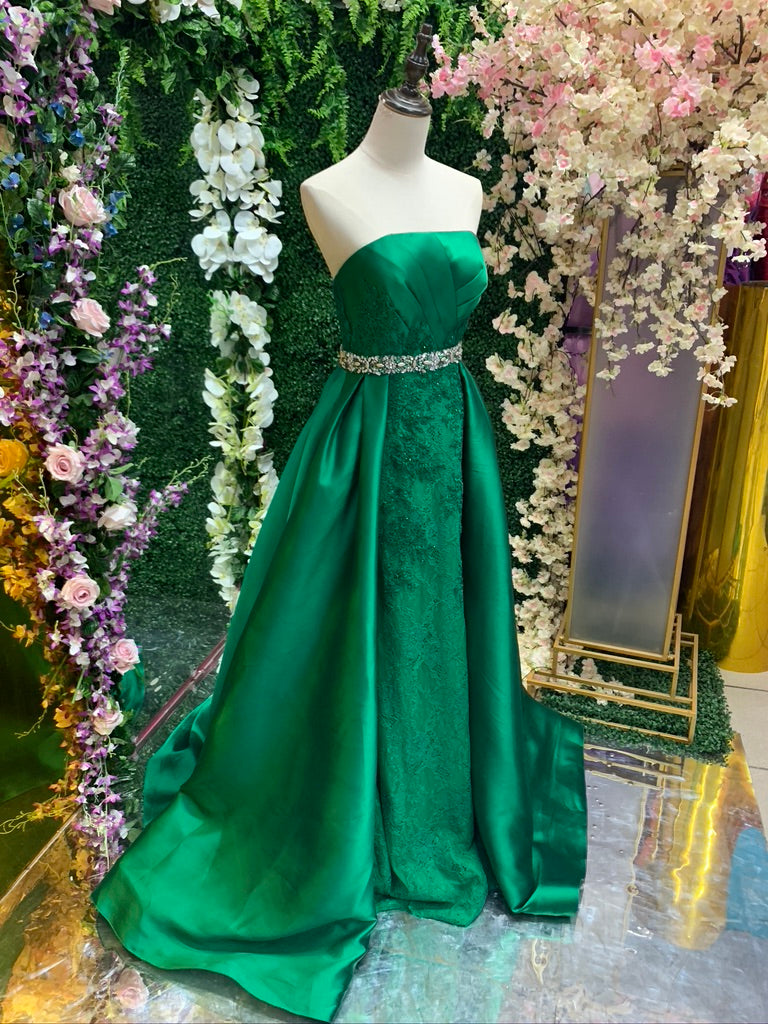 | Vestido De Escote de Honor Con Cola Verde Esmeralda Mi Boutique Panamá