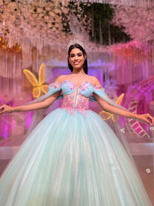 Alquiler | Colección METAMORFOSIS | Vestido para quinceañera aqua