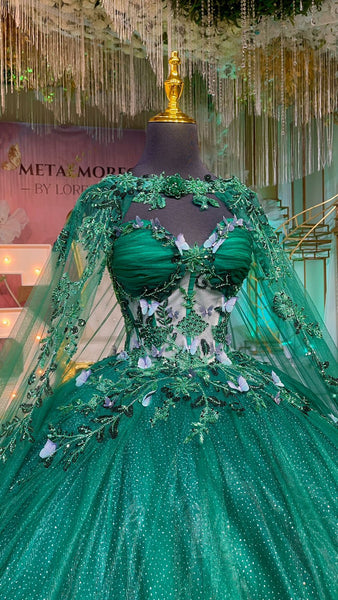 Alquiler | Colección METAMORFOSIS | Vestido para quinceañera verde esmeralda