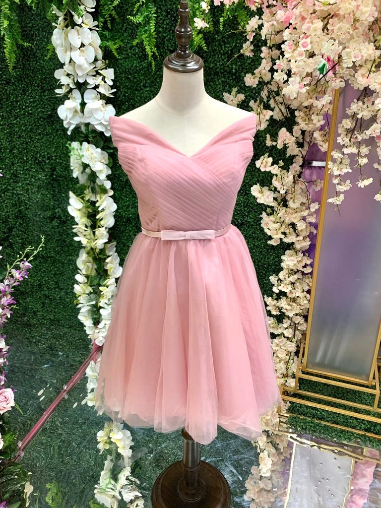 Vestido De Fiesta Hombros Descubiertos Rosado