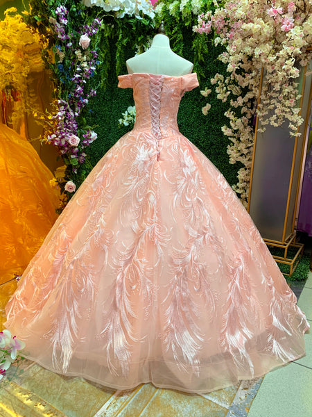 VENTA | Vestido Para Quinceañeras Hombros Descubiertos Corte Princesa Rosado Coral