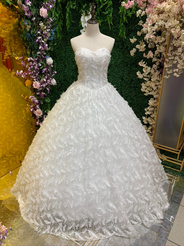 Vestido De Novia Escote Honor Corte Princesa Blanco