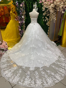 Vestido De Novia Escote De Honor Corte Princesa Blanco