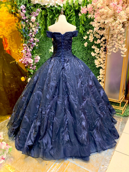 ALQUILER | Vestido Para Quinceañeras Hombros Descubiertos Escote Corazón Corte Princesa Azul Royal