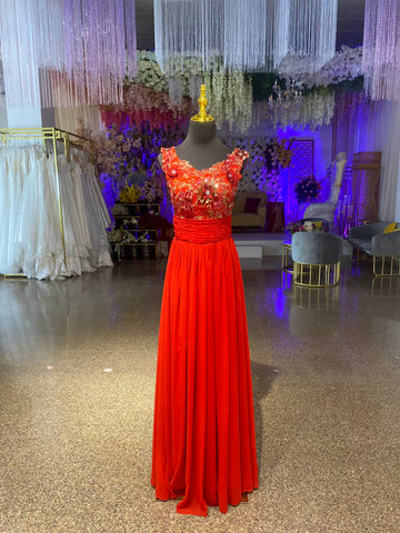 Vestido De Fiesta Escote cuadrado Detalles Dorados