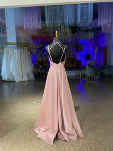 ALQUILER |Vestido De Fiesta con Brillo Falda Corte Imperial Espalda Semi-Descubierta