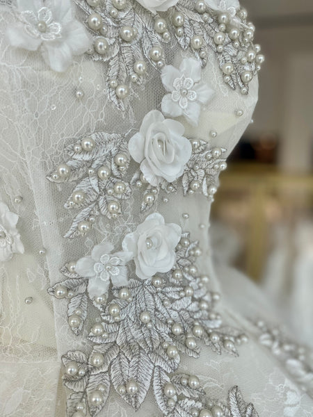 Vestido De Novia Hombros Descubiertos Escote Honor Blanco