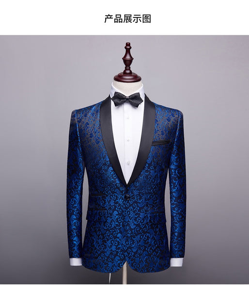 Traje Para Caballeros Con Estampado 2 Piezas Azul | Tuxedo