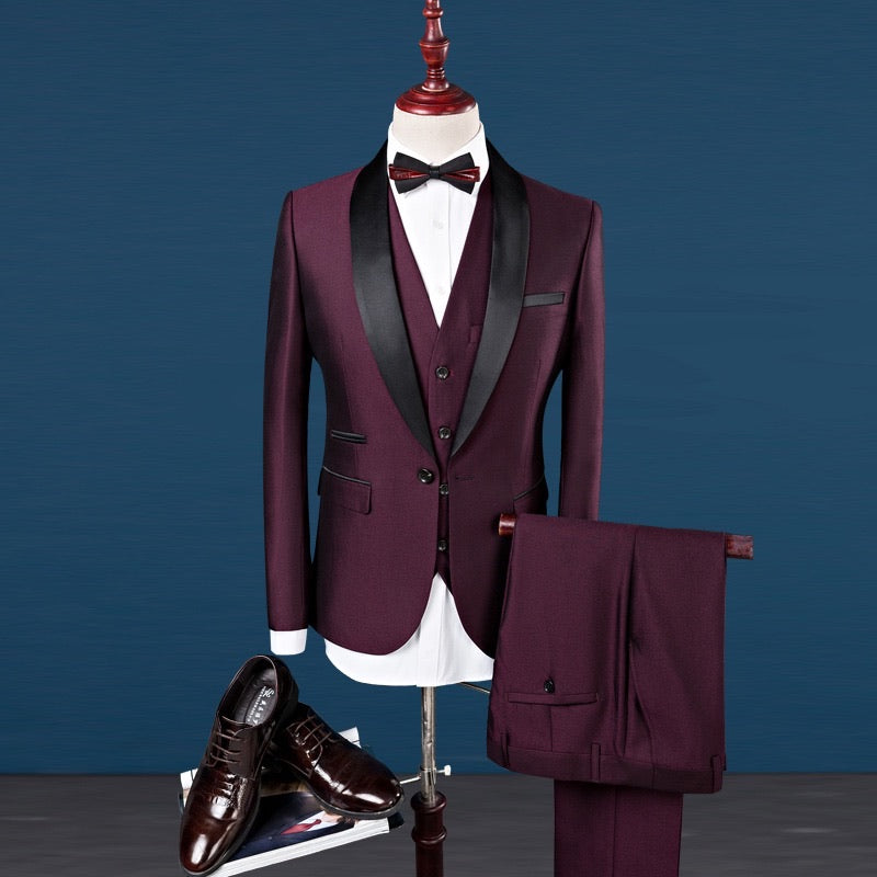 ALQUILER | Traje Para Caballeros 3 Piezas Rojo Vino | Tuxedo